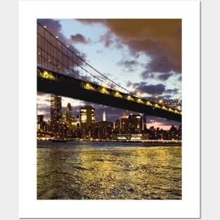 Manhattan Bridge Dumbo Night Skyline Brooklyn NYC Posters and Art